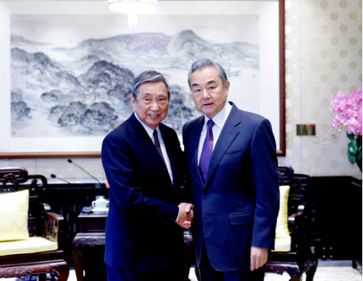 王毅会见日本国际贸易促进协会会长河野洋平1